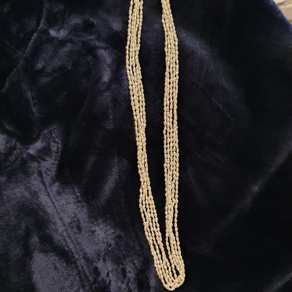 Rice Pearl Multistrand Necklace